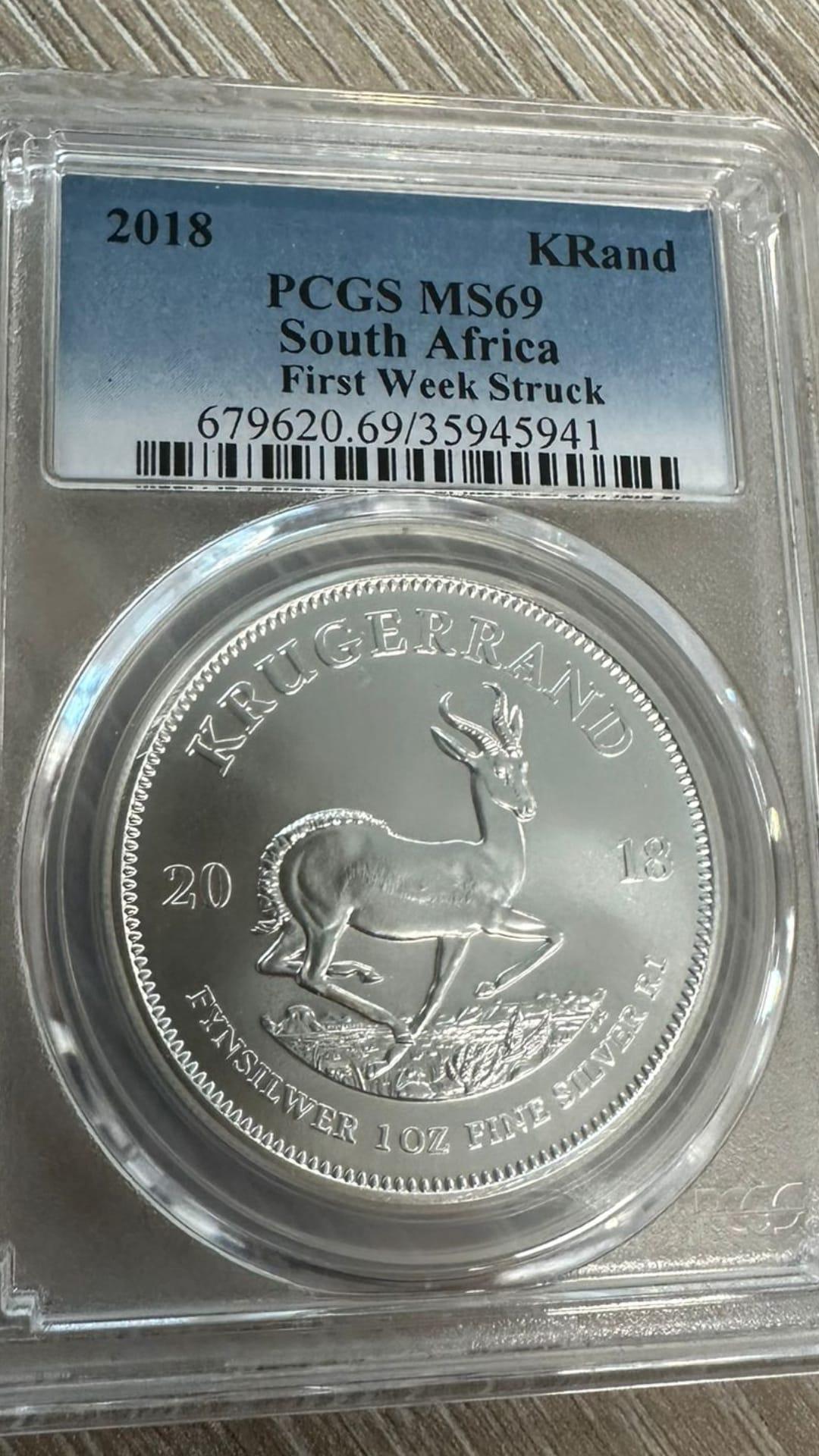 1 oz (31,1g) Silber Krügerrand 2018 im originalen Blister, differenzbesteuert nach § 25a UstG