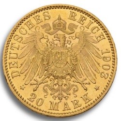 Goldmünze 20 MARK Wilhelm II - Anlagegold nach § 25 UstG mehrwertsteuerfrei