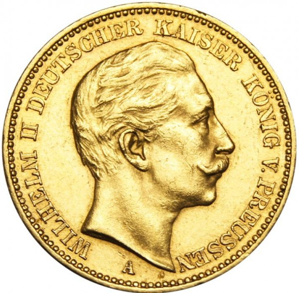 Goldmünze 20 MARK Wilhelm II - Anlagegold nach &#167; 25 UstG mehrwertsteuerfrei